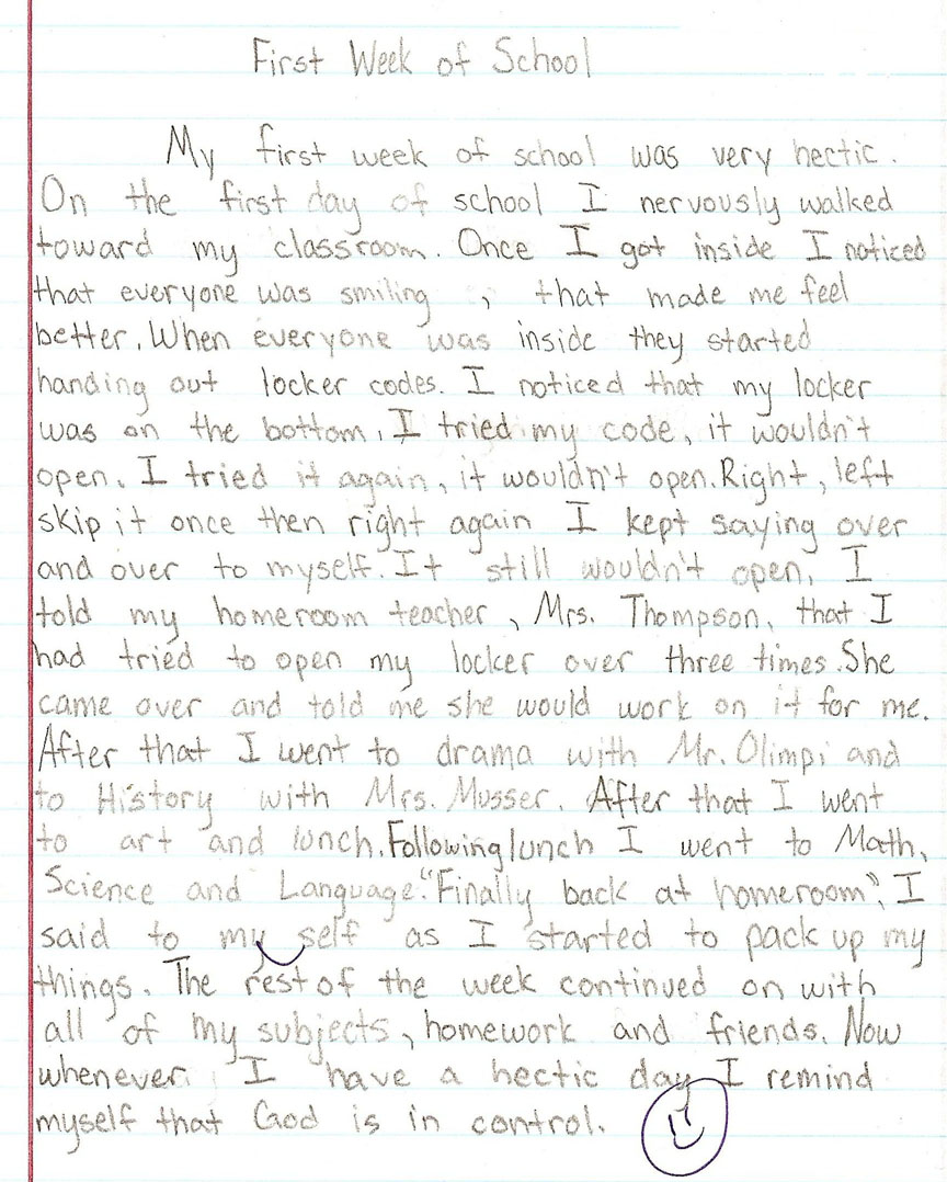 Sample narrative essay fifth grade